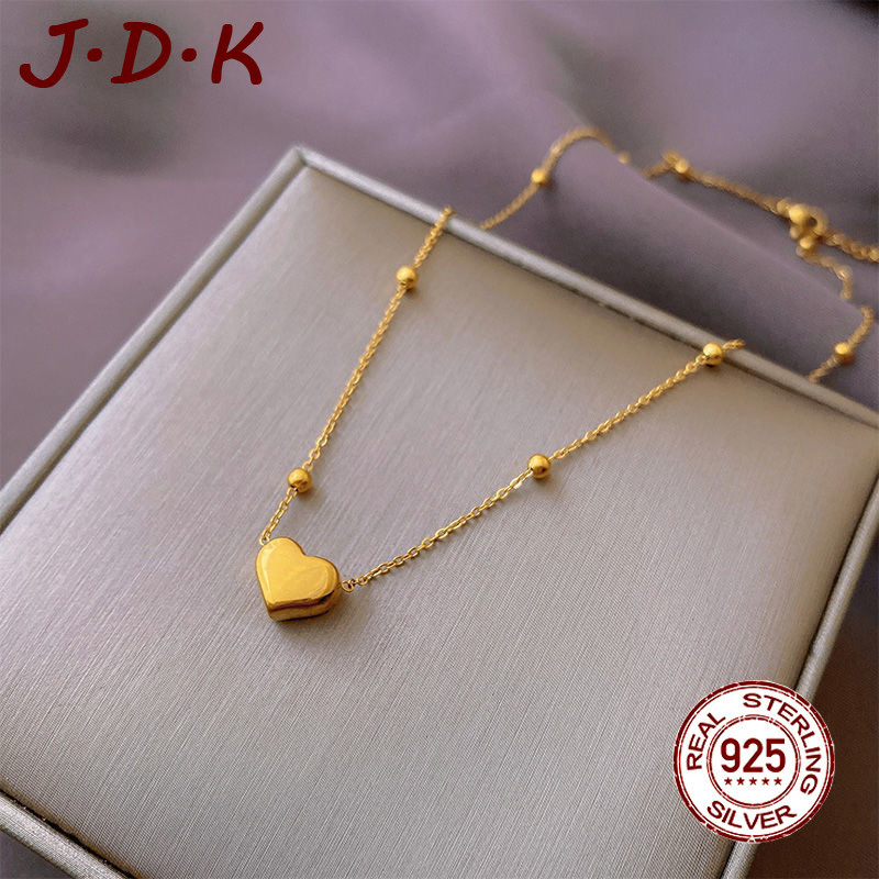 JDK 18K Gold Love Heart จี้สร้อยคอเครื่องประดับแฟชั่นผู้หญิง