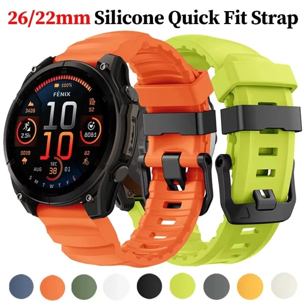 22 มม.26 มม.ซิลิโคนสําหรับ Garmin Quatix 8/ Fenix 8 51/47 มม.สําหรับผู้เบิกทาง Garmin 965