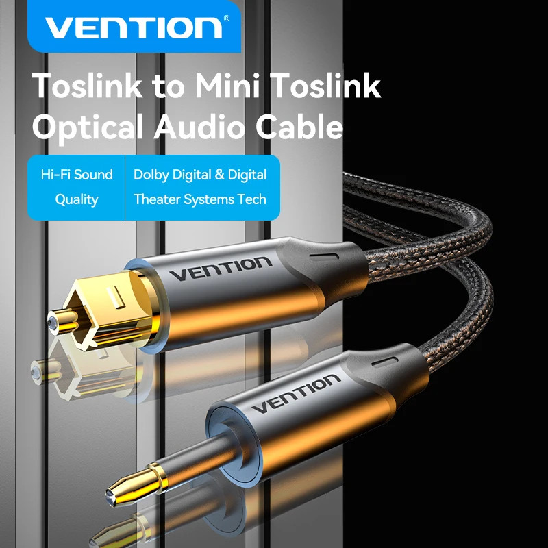 Vention สายสัญญาณเสียงออปติคอลดิจิตอลขนาด 3.5 มม. Toslink SPDIF สายโคแอกเชียลสําหรับเครื่องขยายเสียง Blu-ray Xbox 360 PS4 Soundbar สายไฟเบอร์