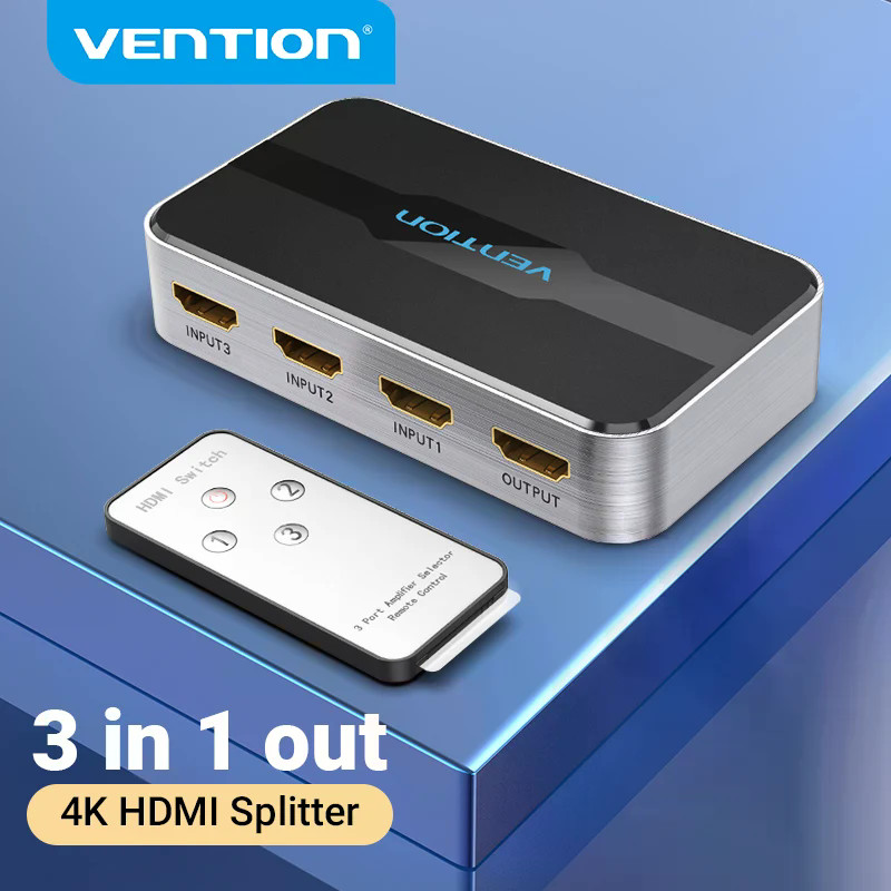 Vention HDMI Switcher 4K/60Hz 3 Input 1 Output HDMI 2.0 Switch Adapter for Smart Box TV Projector PS