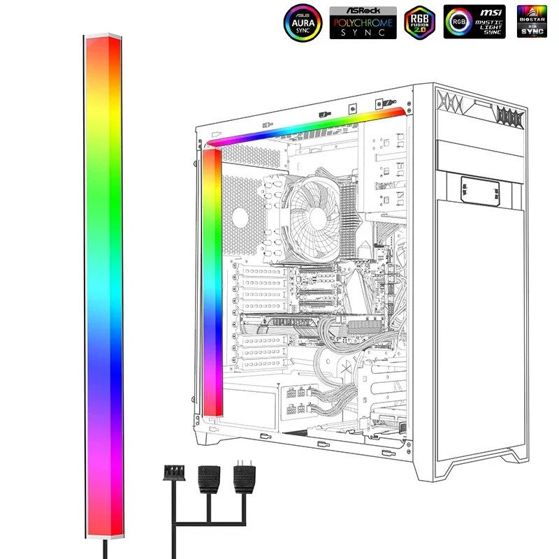 PC LED RGB Strip ไฟ 30 ซม.5V 3pin 4pin Header แม่เหล็ก ARGB Sync Hard Bar พร้อม Asus Gigabyte Fusion