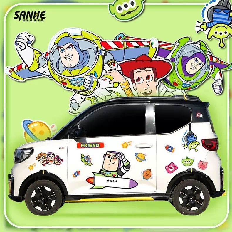 สติ๊กเกอร์ติดรถ Buzz Lightyear, อุปกรณ์ตกแต่งการ์ตูน WULING Mini Toy Story