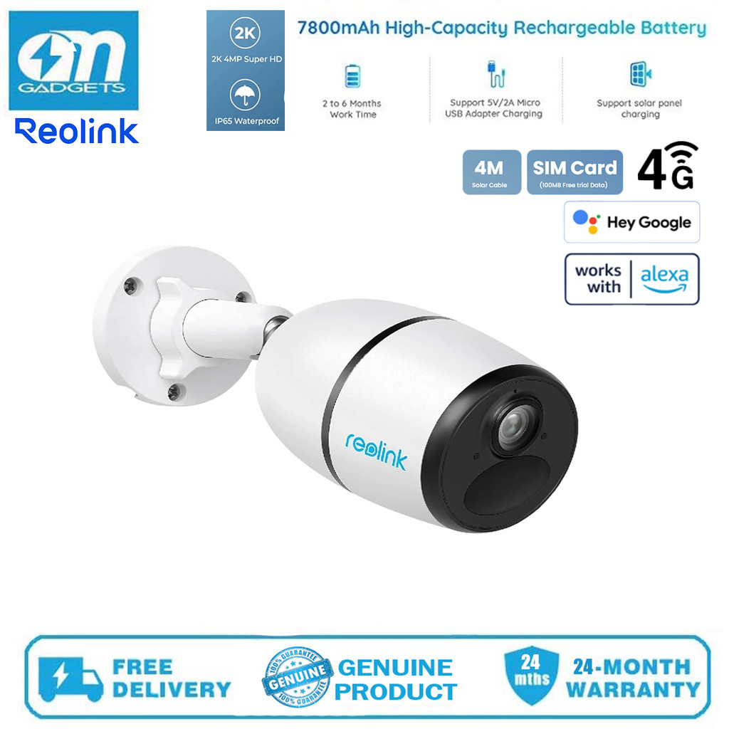 REOLINK Go Plus 2K LTE Celluar Security Camera - 4G ไม่มี WiFi, การมองเห็นได้ในเวลากลางคืน 4MP (ไม่ม