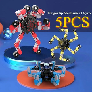 5 PCS Spinners Toys Finger Hand Spinning Top Focus Toy with Transformable Chain Fingertip Gyro toy