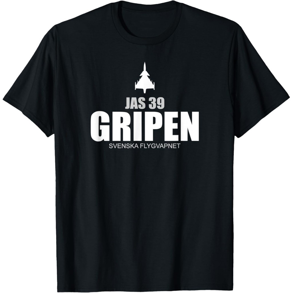 JAS 39 Gripen ลายเครื่องบิน สีดำ ไซต์ S-5XL สำหรับคนรักการบิน