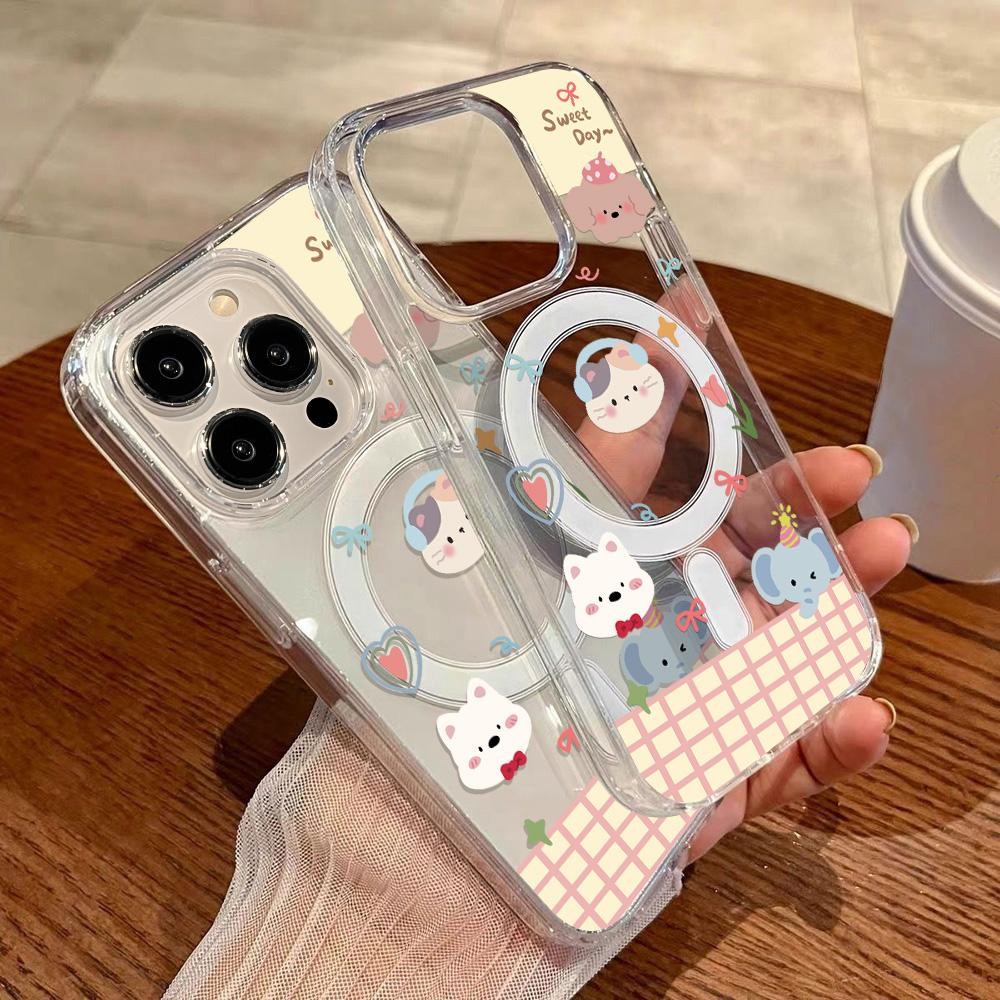 Magnetic เคส For Samsung A16 A37 A57 A56 A15 S25 Ultra A55 A54 A35 A26 A36 A06 A07 A17 S23 S24 S26 CAT ปกใส
