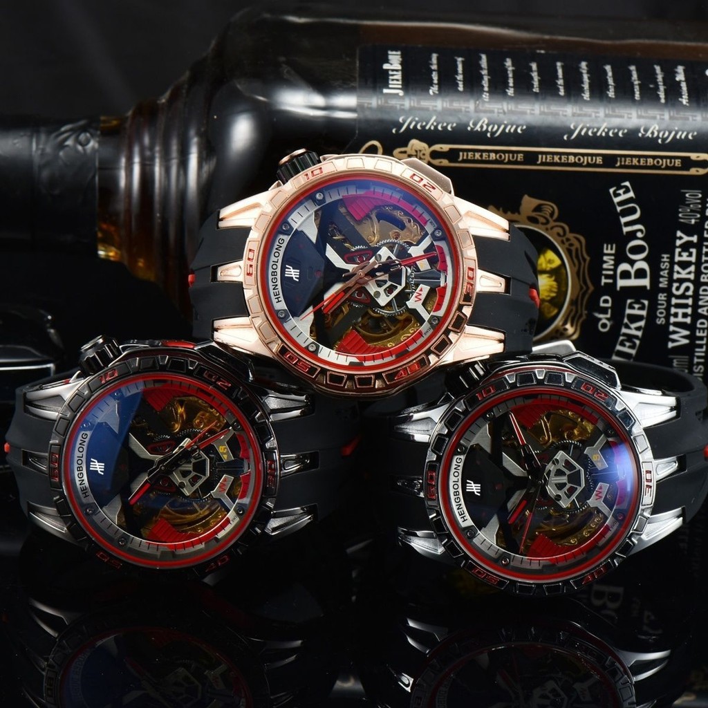 Fgf ริชาร์ด นาฬิกาสไตล์เดียวกันเทคโนโลยีสีดํานาฬิกากลไกอัตโนมัติรอบหน้าปัดขนาดใหญ่กลวงนาฬิกาผู้ชายที