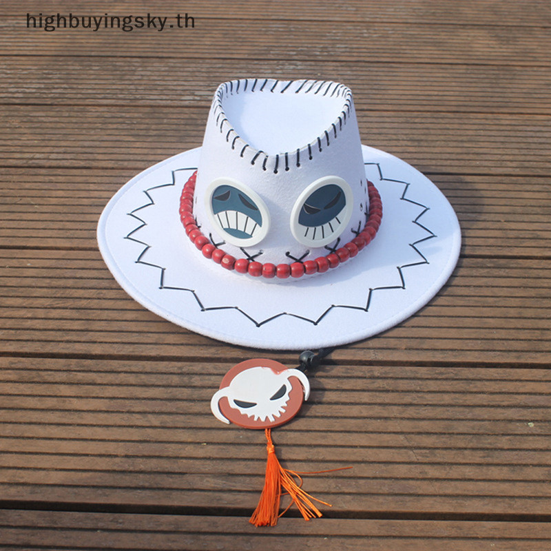 Hsth One Piece Portgas D Ace หมวกอะนิเมะคอสเพลย์คาวบอยหมวกสําหรับผู้ชายผู้หญิงเด็ก HSTH