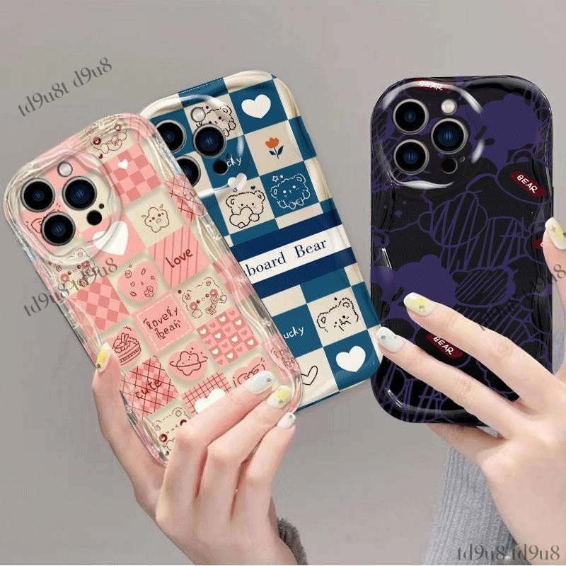 หมีลายสก๊อตป้องกันกรณีกันกระแทกเคสโทรศัพท์vivo Y17 Y15 Y12 Y17S Y51 Y55S Y72 Y52 Y75 Y55 Y77 Y78 Y76 Y27 Y36 5G Y19 Y20S Y21 Y30S Y30S Y21Tกรณี