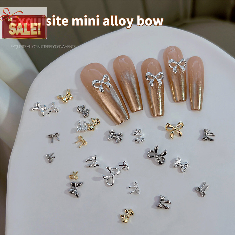 Bl 10pcs Kawaii Bow Nail Art Ch 3D ญี่ปุ่น Bow Tie เครื่องประดับเล็บ Rhinestone ตกแต่ง DIY อุปกรณ์เสริม A