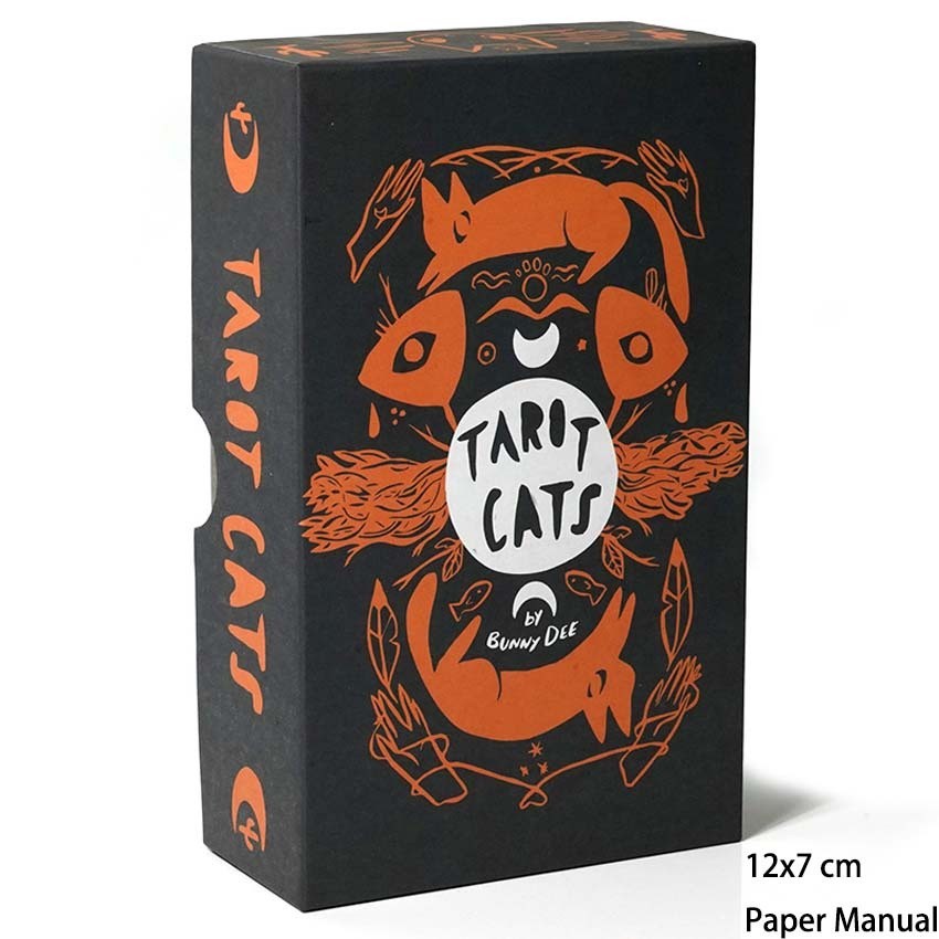Tarot Cats A 78 Card Cat Fan Tarot 12x7 ซม. คู่มือกระดาษ
