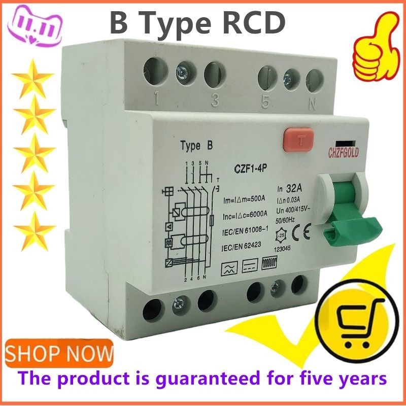 ❈CHZFGOLD B Type RCD Cheap Price  Earth Leakage Current Circuit Breaker DC 10KA 2P 4P 16A 20A 32A 40