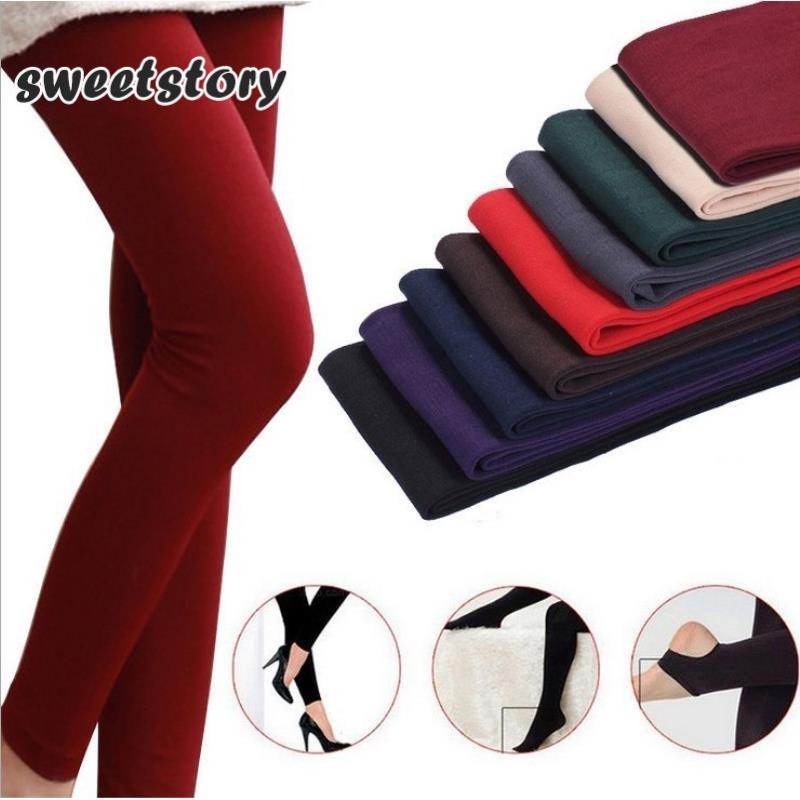 ผู้หญิงฤดูใบไม้ร่วงฤดูหนาวหนา Warm Legging แปรงซับยืดขนแกะกางเกง Trample ฟุตกางเกงขายาวความยืดหยุ่นสูงกางเกงขายาว sweetstory