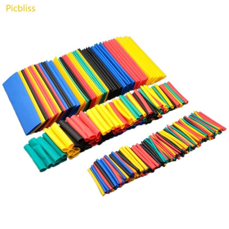 Picbliss 164 ชิ้นชุดท่อหดความร้อนชุดฉนวนกันความร้อน Sleeving Shrink Ratio 2 1