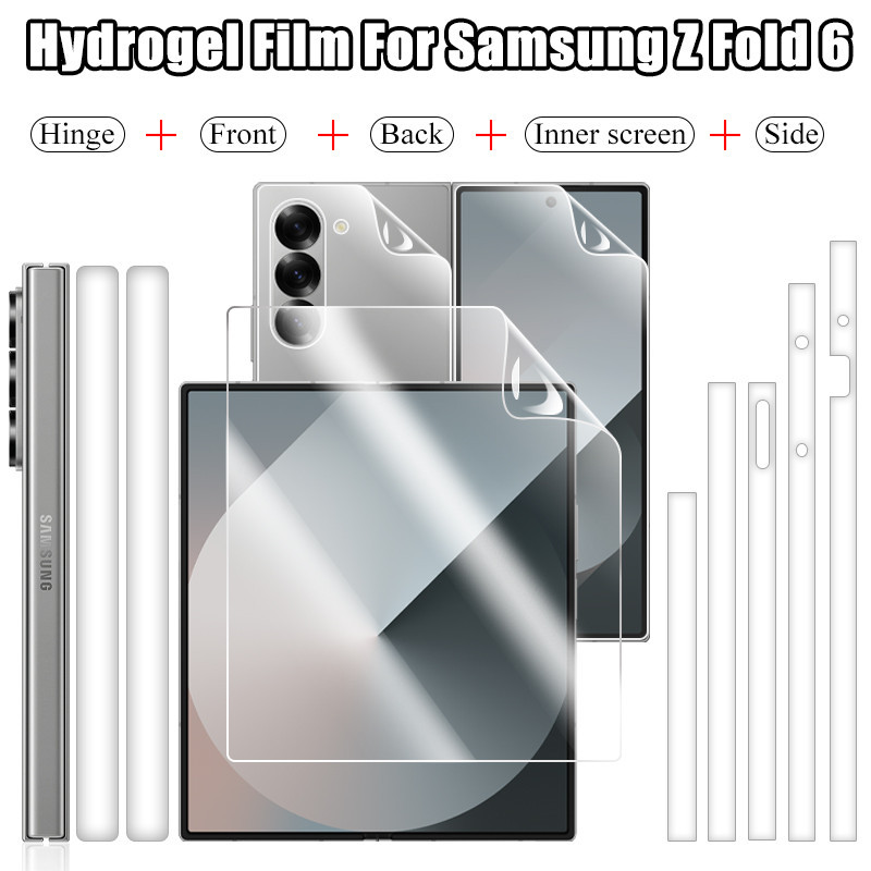 Fold7 ฟิล์มไฮโดรเจลสําหรับ Samsung Galaxy Z พับ 7 6 5 4 3 5G ด้านข้าง Soft HD บานพับป้องกัน Soft Anti-scratch ป้องกันหน้าจอสําหรับ ZFold5 Fold6 สติกเกอร์