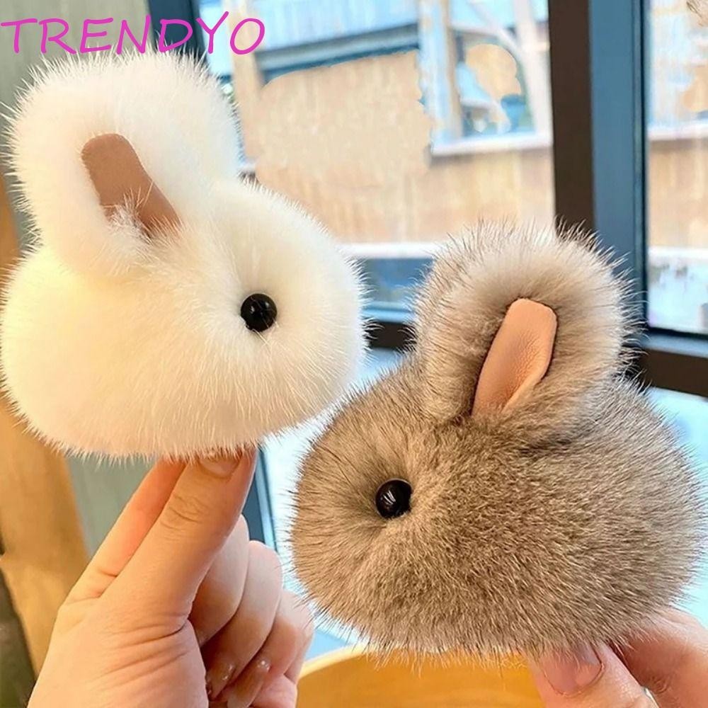 Trendyo กระต่ายพวงกุญแจ Plush, Rex กระต่ายขนกระต่ายรูปร่างกระต่ายกระต่ายขน Hairball พวงกุญแจ, กระเป๋าจี้บอลการ์ตูนออกแบบบุคลิกภาพปุยกระต่าย Kyring รถ