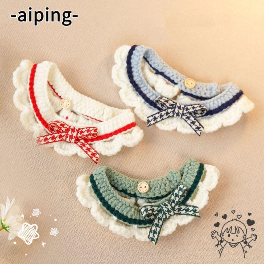 Aiping สร้อยคอแมว, ปลอกคอสัตว์เลี้ยงแบบปรับได้โบว์โบว์, เครื่องประดับสัตว์เลี้ยงเพื่อความปลอดภัยที่ละเอียดอ่อนถักด้วยมือแมว