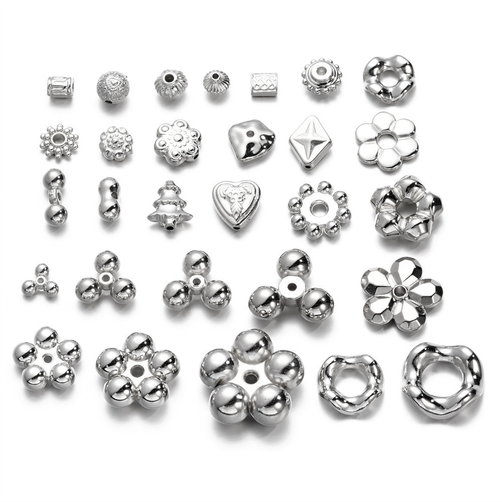 St. kunkka 10 ชิ้นCCB Spacer ลูกปัดหลายสไตล์เงินลูกปัด Spacer ลูกปัดสําหรับ DIY สร้อยข้อมือสร้อยคอทํา