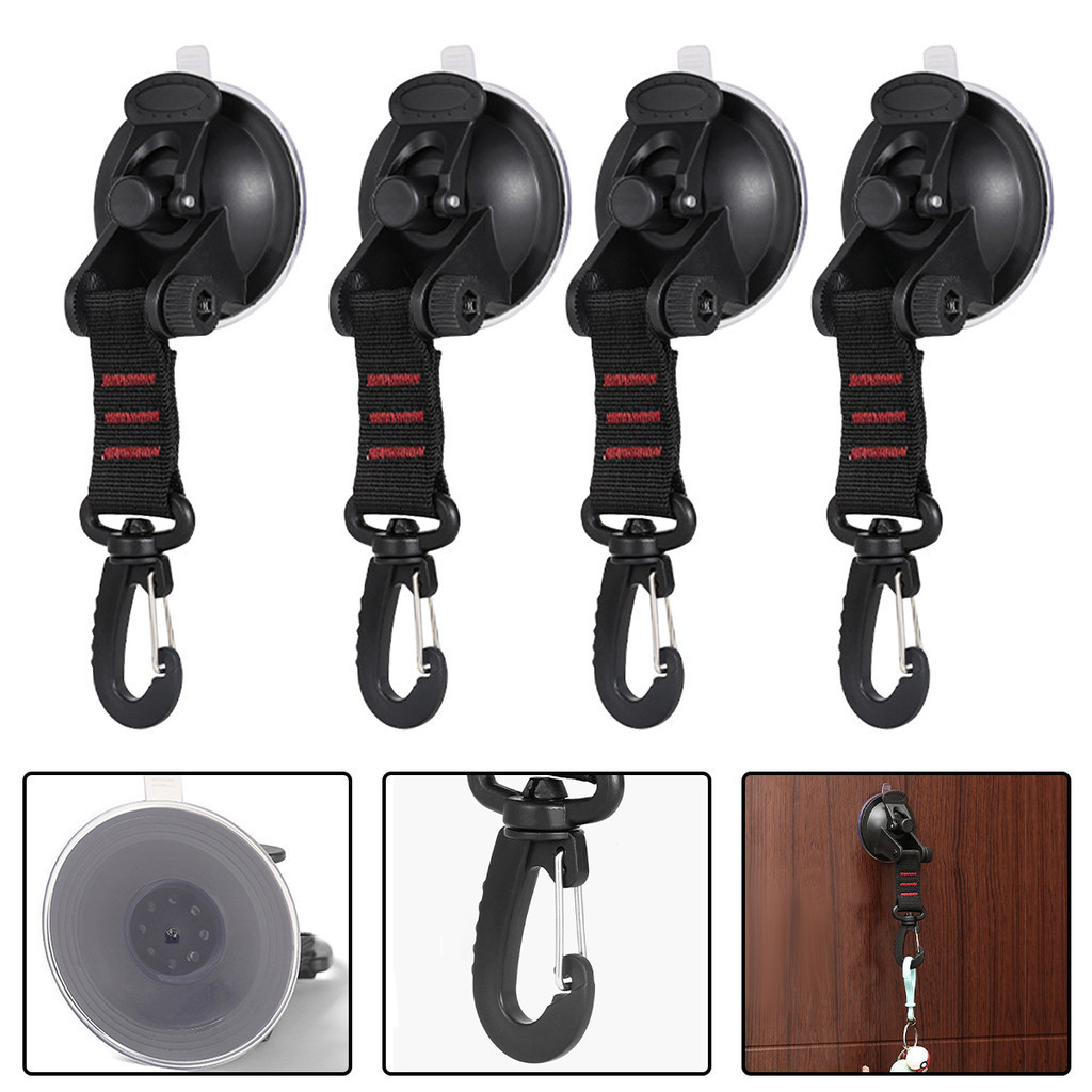 4 ชิ้นดูดถ้วย Anchor Strong เต็นท์ Securing Hook Heavy Duty Tie Down รถกลางแจ้ง Camping กันสาด Tarp Canopy Carabiner