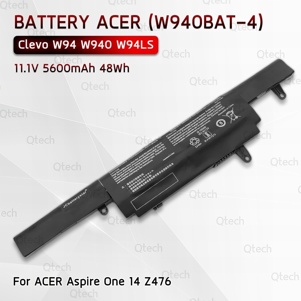 9Gadget - รับประกัน 1 ปี - แบตเตอรี่ แล็ปท็อป Acer Aspire One 14 Z476 5600mAh โน้ตบุ๊ค W940BAT-A W94
