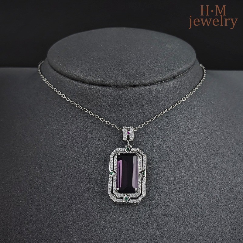 Wish Simple Geometric Micro-Set เซอร์โคเนียมเพชรสร้อยคอจี้เดี่ยวผู้หญิงหรูหราสร้อยคอเกรดสูง