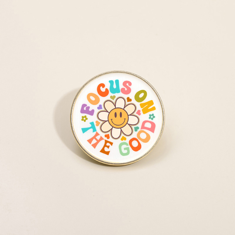 การ์ตูนรอยยิ้มเข็มกลัดดอกไม้คําคมตลก Pin Sunflower Pins ป้ายปกเข็มกลัดเครื่องประดับอุปกรณ์เสริมของขวัญสําหรับเพื่อน