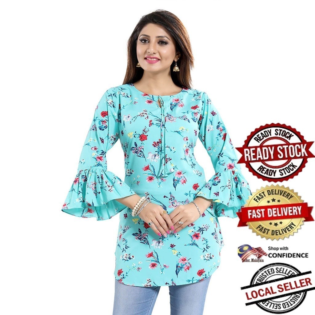 Kurti ผู้หญิงอินเดียการออกแบบใหม่ Kurtis ผ้าฝ้ายสั้น Kurtis Kurta เสื้อ Plus ขนาดกางเกง Palazzo ชุด 
