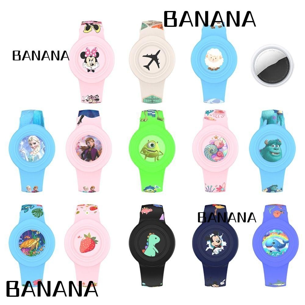 Banana1 สร้อยข้อมือเด็ก, ที่ใส่สร้อยข้อมือการ์ตูน Mickey Mouse สายรัดข้อมือเด็ก, อุปกรณ์ติดตามซิลิโคนสายซิลิโคนกันน้ําสําหรับ Airtag