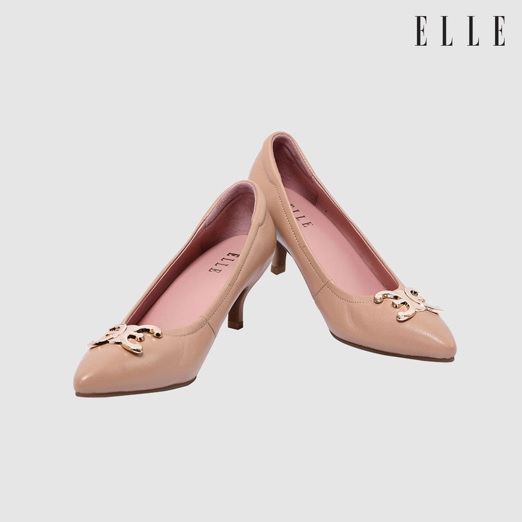 ELLE SHOES รองเท้าส้นเข็ม LAMB SKIN COMFY COLLECTION สีเบจ ELB002