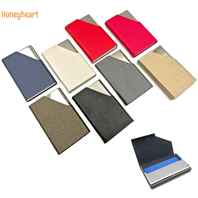 <Honeyheart> 1pc ID ชื่อกรณีสําหรับผู้ชายผู้หญิงผู้ถือบัตรธุรกิจสํานักงานพร้อมแม่เหล็กหนัง PU โลหะกรณีนามบัตร Nice