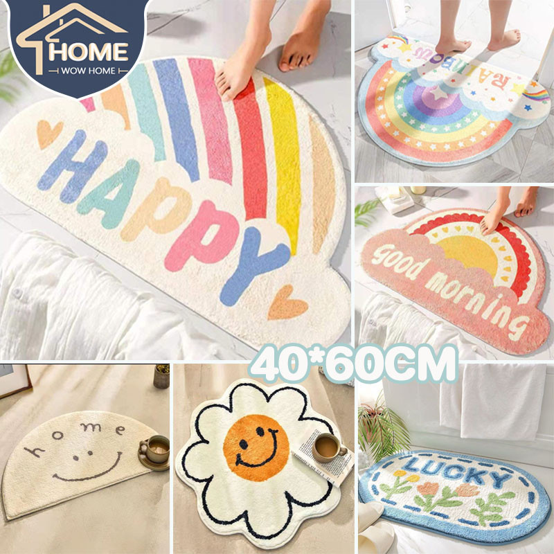 พร้อมส่ง พรมเช็ดเท้า พรมห้องน้ํา พรมปูพื้นดูดซับ 40*60cm ขนนุ่ม มีแผ่นกันลื่นกั นลื่น แห้งเร็ว สําหรับตกแต่งบ้าน
