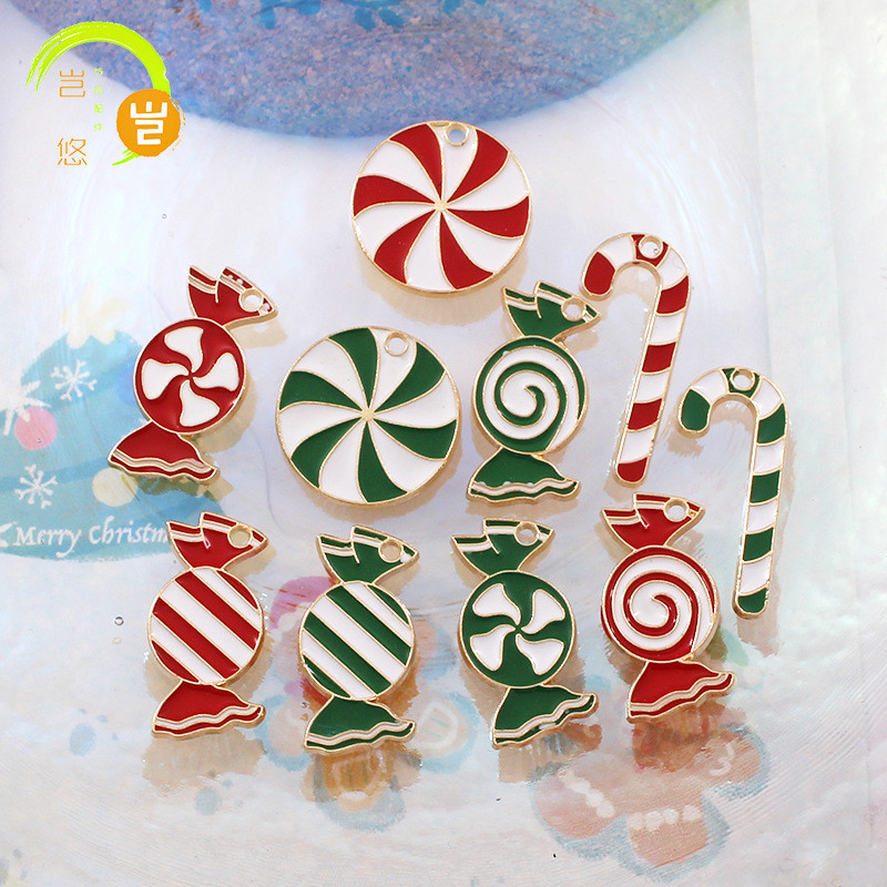 2 ชิ้น/ล็อตคริสต์มาส Candy Crutch รอบสัตว์เคลือบจี้อุปกรณ์เสริม Charms สําหรับผู้หญิง, Key Chain/ต่างหู/สร้อยคอจี้ Handmade DIY เครื่องประดับ s014