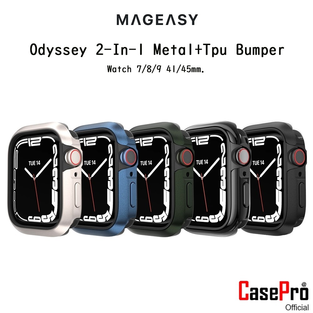 Mageasy Odyssey 2-In-1 Metal+Tpu Bumper เคสนาฬิกากันกระแทกเกรดพรีเมี่ยม เคสสำหรับ Watch 7/8/9 41/45mm.