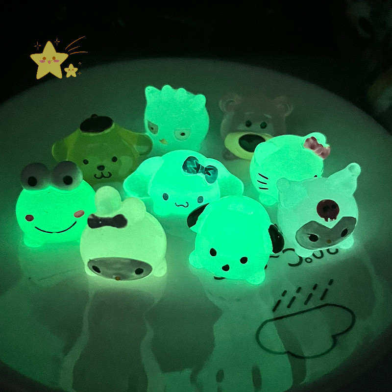 [JBTH] 1pcs Noctilucent เรซิ่น Miniature Figurines Luminous สัตว์ Microlandscape ตกแต่ง Fairy Garden