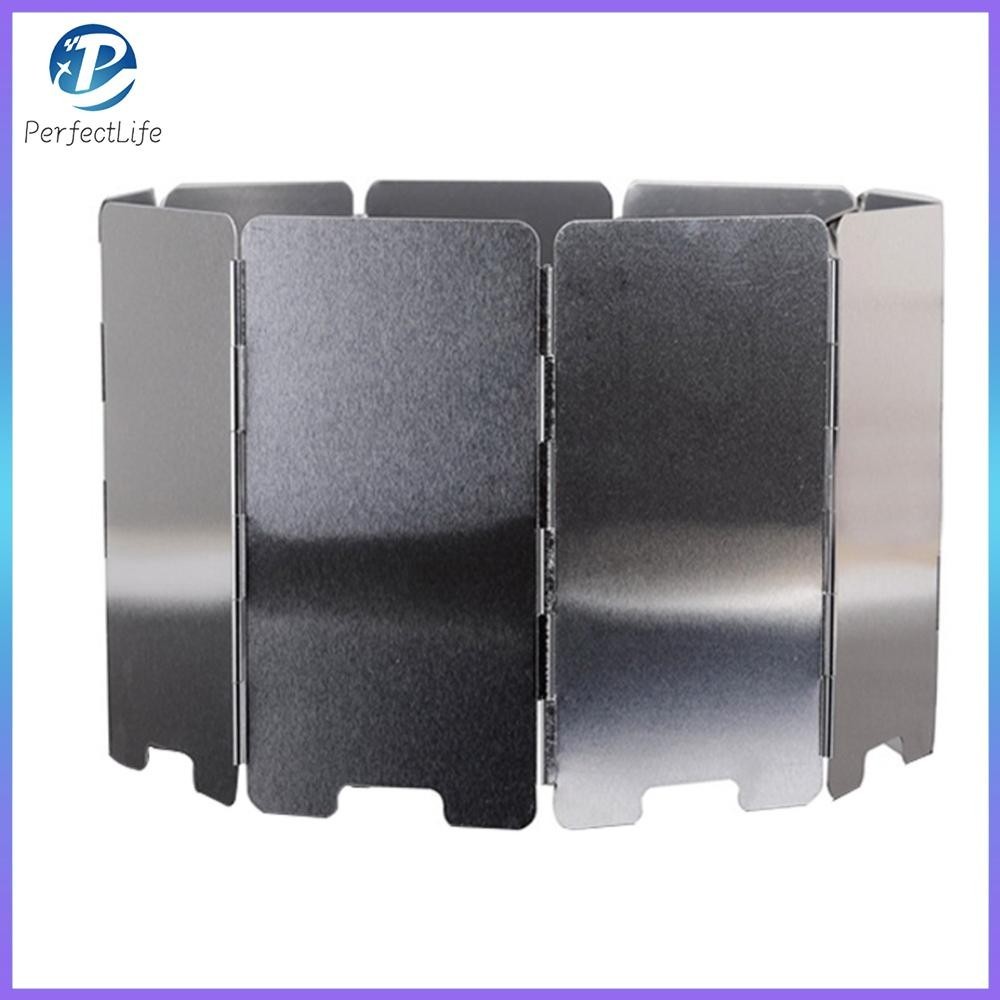 เตาแก๊สกระจกหน้า 9PCS เตาพับได้กลางแจ้งโล่ลมอลูมิเนียมโลหะผสมทนทานมินิสำหรับค่ายปิกนิกเดินทางบาร์บีคิวอุปกรณ์