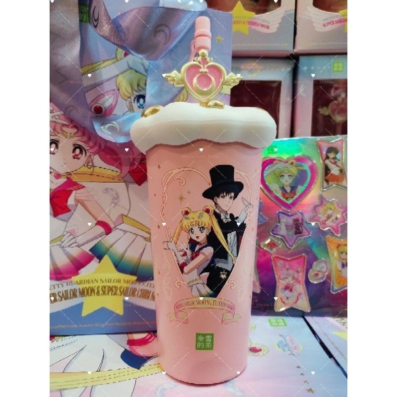 แก้วเก็บความเย็นเซเลอร์มูนพร้อมส่งจากไทย !! งานแท้ นำเข้า ในชุดมีถุง แก้ว กล่อง สติ๊กเกอร์