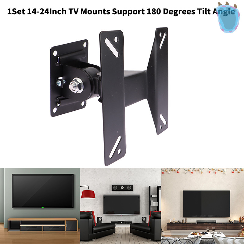 [PA] 1 ชุด 14-24 นิ้ว TV Mounts LCD LED Monitor Wall Mount คงที่แผงแบนกรอบทีวีรองรับ 180 องศามุมเอียงพร้อมสกรู TH