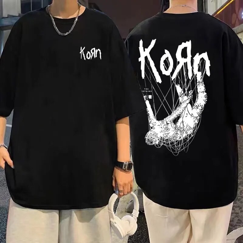 นักร้องที่ยอดเยี่ยม Rock Band Korn เสื้อยืดกราฟิก Harajuku Streetwear Cotton Tshirt ผู้ชายแขนสั้น Casual Tees