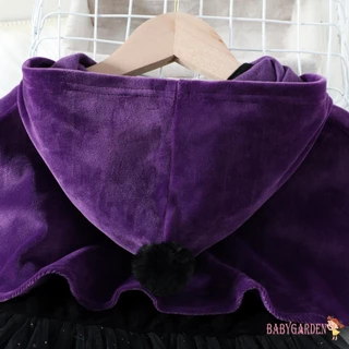 1-6years เด็ก/เด็กสาวฮาโลวีนเครื่องแต่งกายน่ารักแขนกุดกํามะหยี่ Tulle ชุด + Hooded Cape คอสเพลย์ชุด