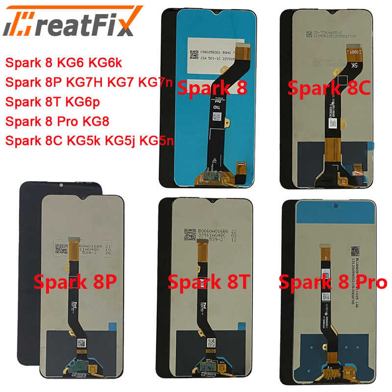 For Tecno Spark 8 KG6 LCD Display Touch Screen Digitizer Tecno Spark 8C KG5k LCD For Tecno KG7 Spa