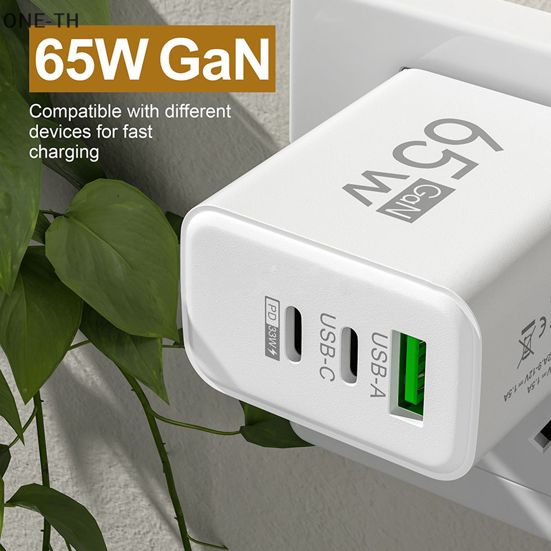 One-th 65W USB Type-C PD Fast ชาร์จชาร์จโทรศัพท์สําหรับ Iphone สําหรับ Samsung Xiaomi Huawei Universal แท็บเล็ต Pad Travel Power Adapter ใหม่