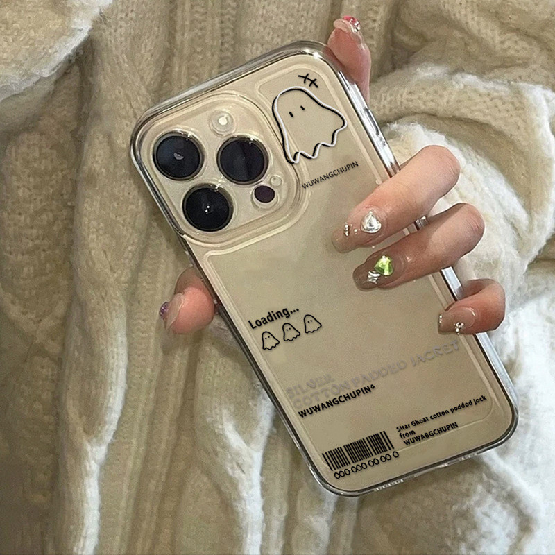 🔥🔥การ์ตูนผีง่ายๆ เคสโทรศัพท์ใสพรีเมี่ยม For iPhone 11 13 12 14 15 16 Pro MAX 14 15 16 Plus X XR SE2 3 XSMAX 7Plus - รูปที่ 2