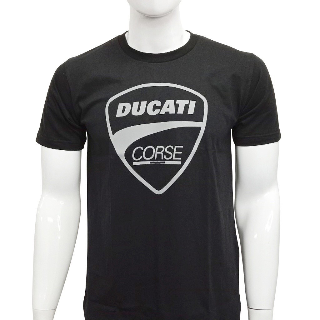 สีขาว a แขนสั้นคอกลมDUCATI T SHIRT ดูคาติลิขสิทธิ์แท้ผ้าคอตตอน 100%  DCT52 034 สีดำCotton 100%  [S-5