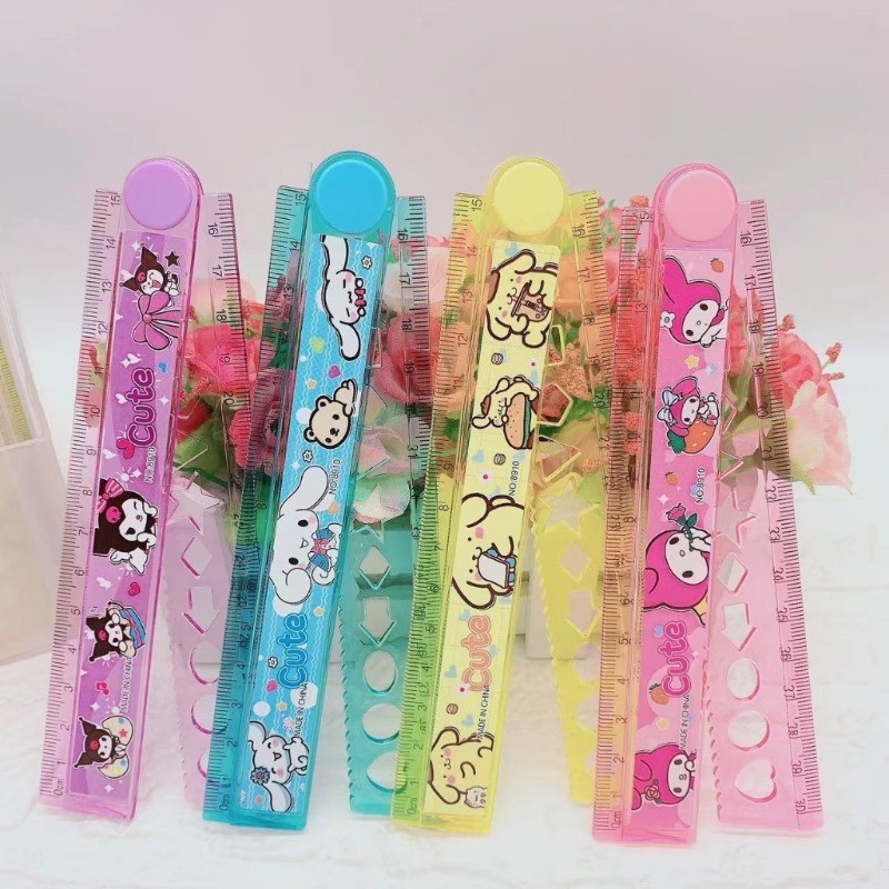 Sanrio ไม้บรรทัดพับได้ ไม้บรรทัดวัดสเกล 30 ซม. เครื่องเขียน สําหรับนักเรียน ไม้บรรทัดวาดภาพนักเรียน