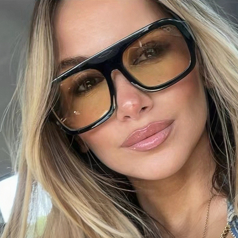 Retro Double Bridges แว่นตากันแดดผู้หญิงกรอบใหญ่เสือดาวสีน้ําตาลGradientแว่นตาแฟชั่นหรูหราDesigner Sunแว่นตาผู้ชายShades