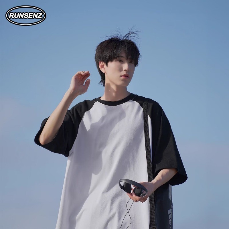 M-8xl เกาหลีการออกแบบ Sense Raglan T เสื้อผู้ชาย Plus ขนาดรอบคอลําลองหลวม Oversize Tee ราคา ถูกที่สุด ดีลบีเคเค แกลเลอรีภาพที่ 4
