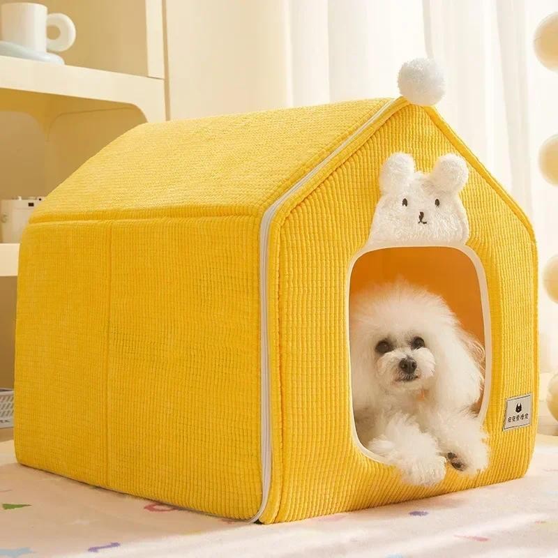 บ้านสุนัขพับได้ Kennel Bed Mat สําหรับสุนัขขนาดเล็กขนาดกลางแมวฤดูหนาว Warm Cat Bed Nest ผลิตภัณฑ์สําหรับสัตว์เลี้ยงตะกร้าลูกสุนัขถ้ําโซฟา