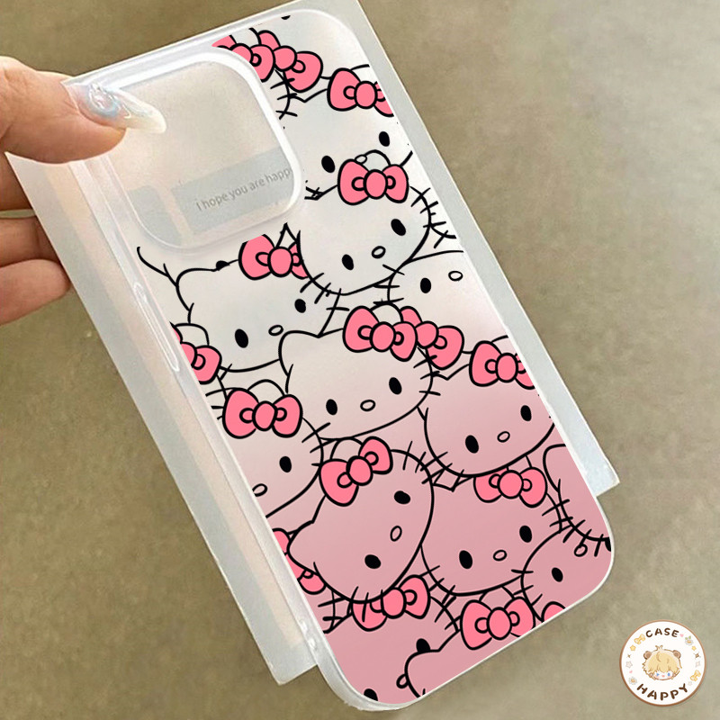 พริตตี้โบว์การ์ตูน Hellokitty น่ารักเล่น ทกซิลิโคนเคสแข เคสIPhone 11 13 14 15 12 Pro Max 8 15 7 Plus X XS XR MAX SE 2020