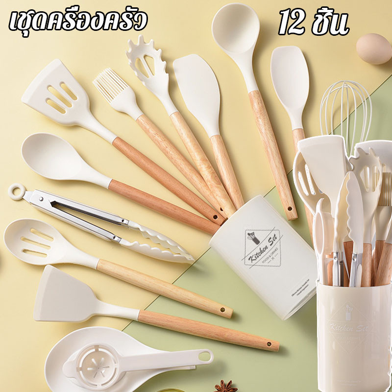 พร้อมส่ง ไม้พายซิลิโคน พลั่วซิลิโคน ซิลิโคนเพื่ นความร้อน ม่ติดกระทะ เครื่องมื อทำเบ