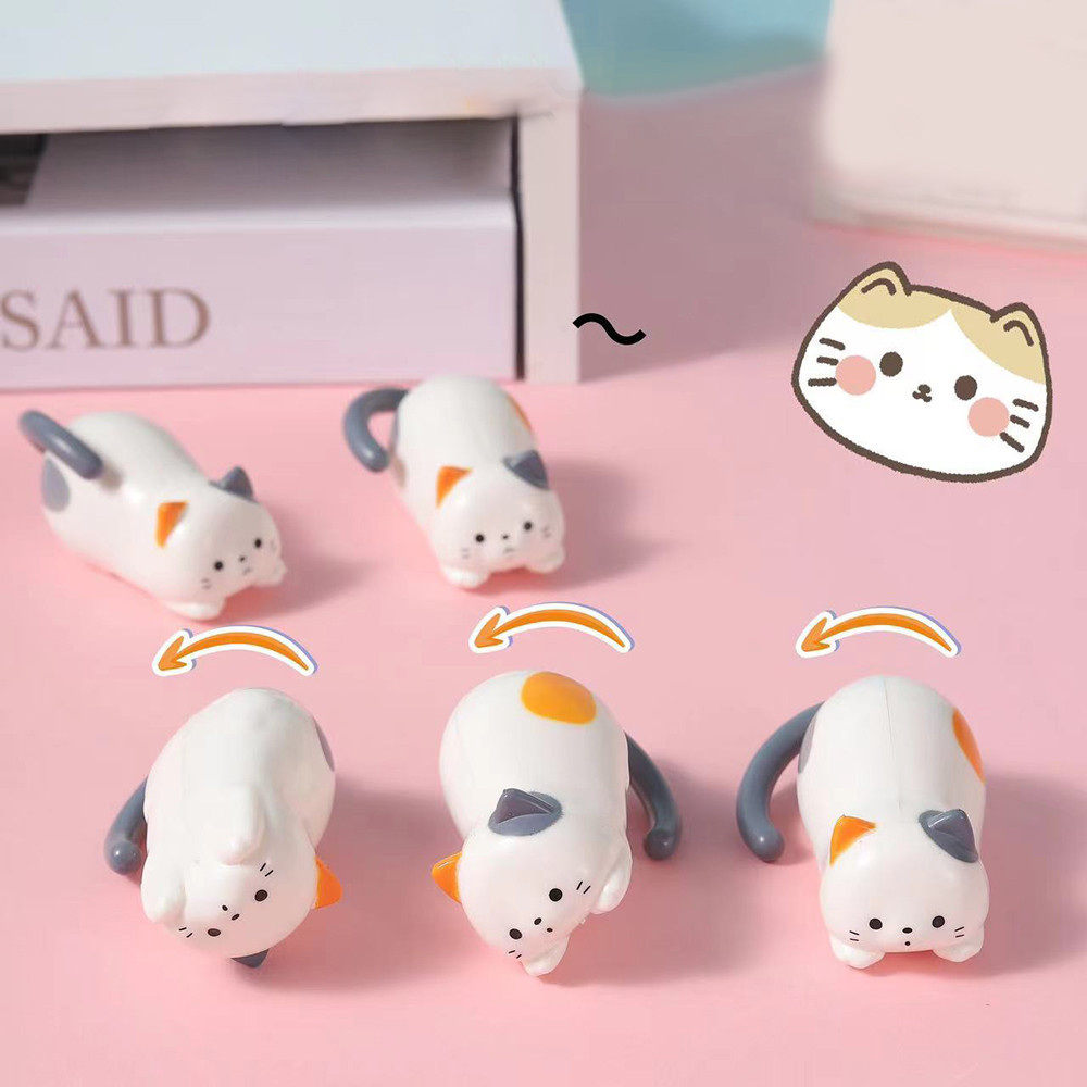 ตลกแมวกลิ้งการ์ตูนจําลองลูกแมวสร้างสรรค์ของเล่นบีบอัดการควบคุมด้วยมือ
